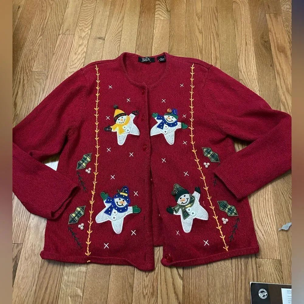 Vintage Snowman Christmas Cardigan Sweater